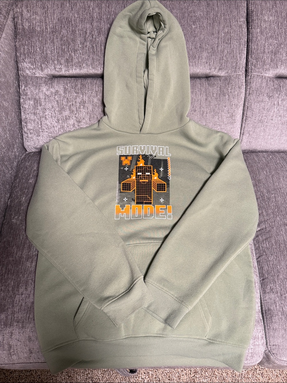 Kids Olive Green "Survival Mode" Graphic Hoodie